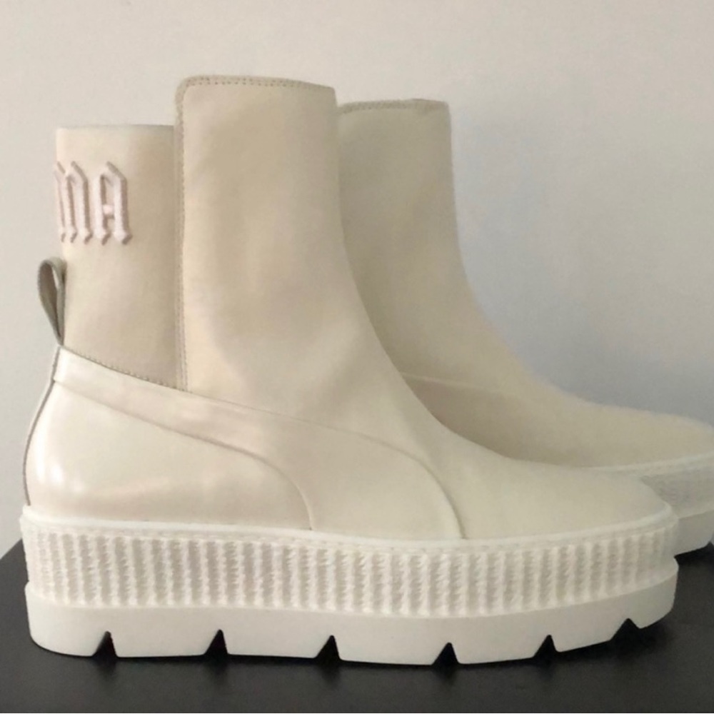 Puma New Fenty X Rhianna Chelsea Sneaker Boots Vanilla Ice White Size 7.5